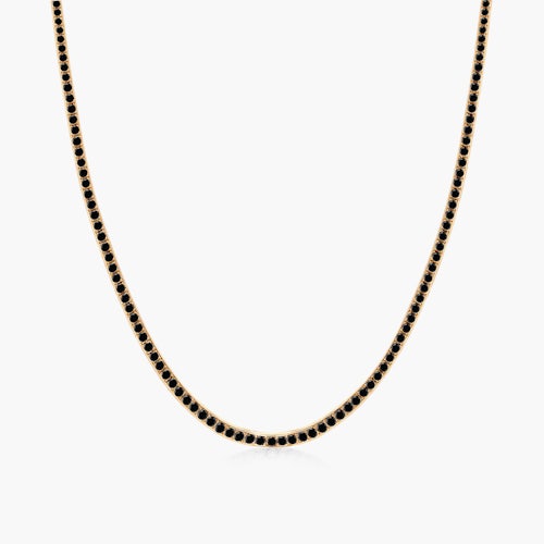 Naszyjnik tenisowy Luminy 2,5mm: złoto, czarne diamenty